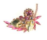 DeLizza and Elster Juliana Rose Rhinestone Metal Leaves Brooch