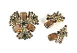 DeLizza & Elster Juliana Topaz and Black Diamond Colored Rhinestone Brooch and Earrings
