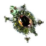 DeLizza and Elster Juliana Green and Topaz Rhinestone Turtle Brooch