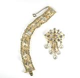 DeLizza and Elster Juliana Faceted Crystal Dangles Rhinestone Bracelet and Brooch