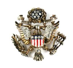 Trifari Sterling Silver Enamel Great Seal Eagle Pin